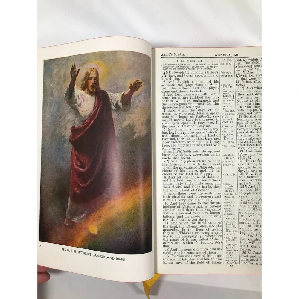 Vintage Thomas Nelson KJV Holy Bible Thumb Index Gold Gilt Edge Black Book